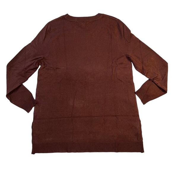ModCloth Womens Button Detail Pullover Tunic Sweater High Low Brown Medium - Picture 10 of 14
